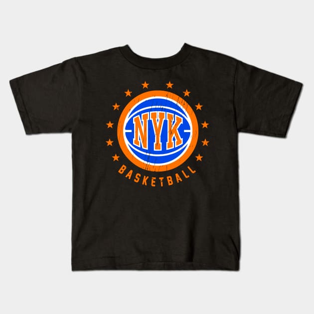 NYK Basketball Vintage Distressed Kids T-Shirt by funandgames